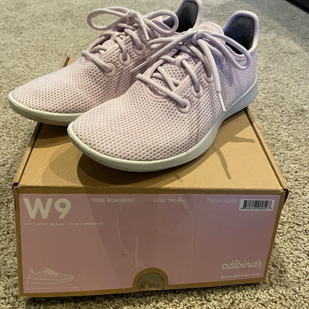 Allbirds Womens Tree Runner Lilac (White Sole) Running Shoes Size 9 - Picture 3 of 8